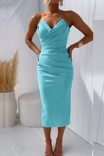 Elegant Midi Kjole | Draperet Silhuet | Festklar Elegance
