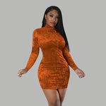 Celina - Velvet bodycon kjole med rullekrave