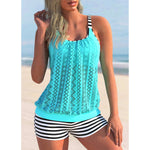 MODA sort patchwork frynse åndbar tankini