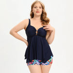 MODA åndbar tankini med blåt blomsterprint