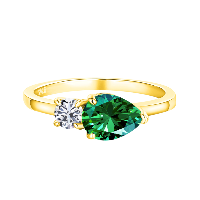 Verde - Slank ring med dobbelt ædelstensdesign