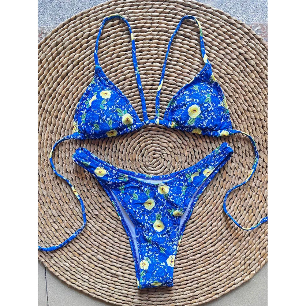 MODA Push up bh-pude halter string blomstret bikinier