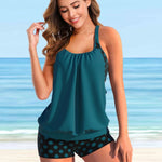 MODA sort tankini med patchwork prikkemønster