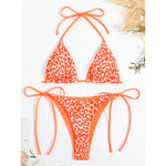 MODA Rosa leopardprint neon dobbeltsidet push-up micro bikinier