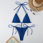 MODA Todelt ensfarvet ternet push-up bikinier