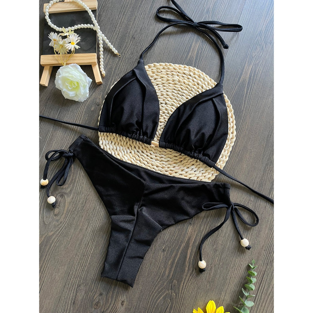 MODA Bikinier i to dele med flettet reb og trekantet bh