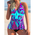 MODA blå printet letvægts tankini