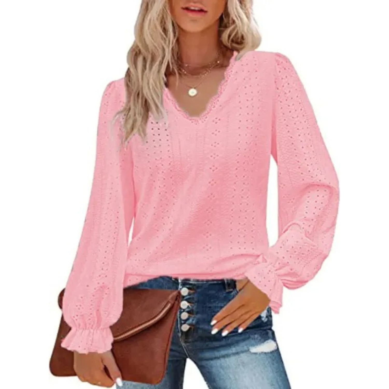 MODA grøn uld med fleece dame langærmet t shirt