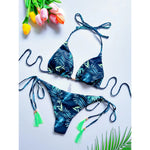 MODA Blomsterprint Bandage Bikini trekant halterneck bikinier