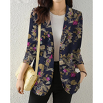 MODA Blomsterprint dame blazer, revers, lange ærmer, tynd jakke