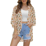 MODA hvid boble med blomsterprint kimono