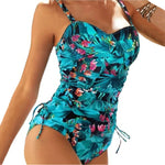 MODA tankini med grønt blomsterprint og v-hals
