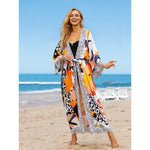 MODA boheme printet bælte fleece kimono