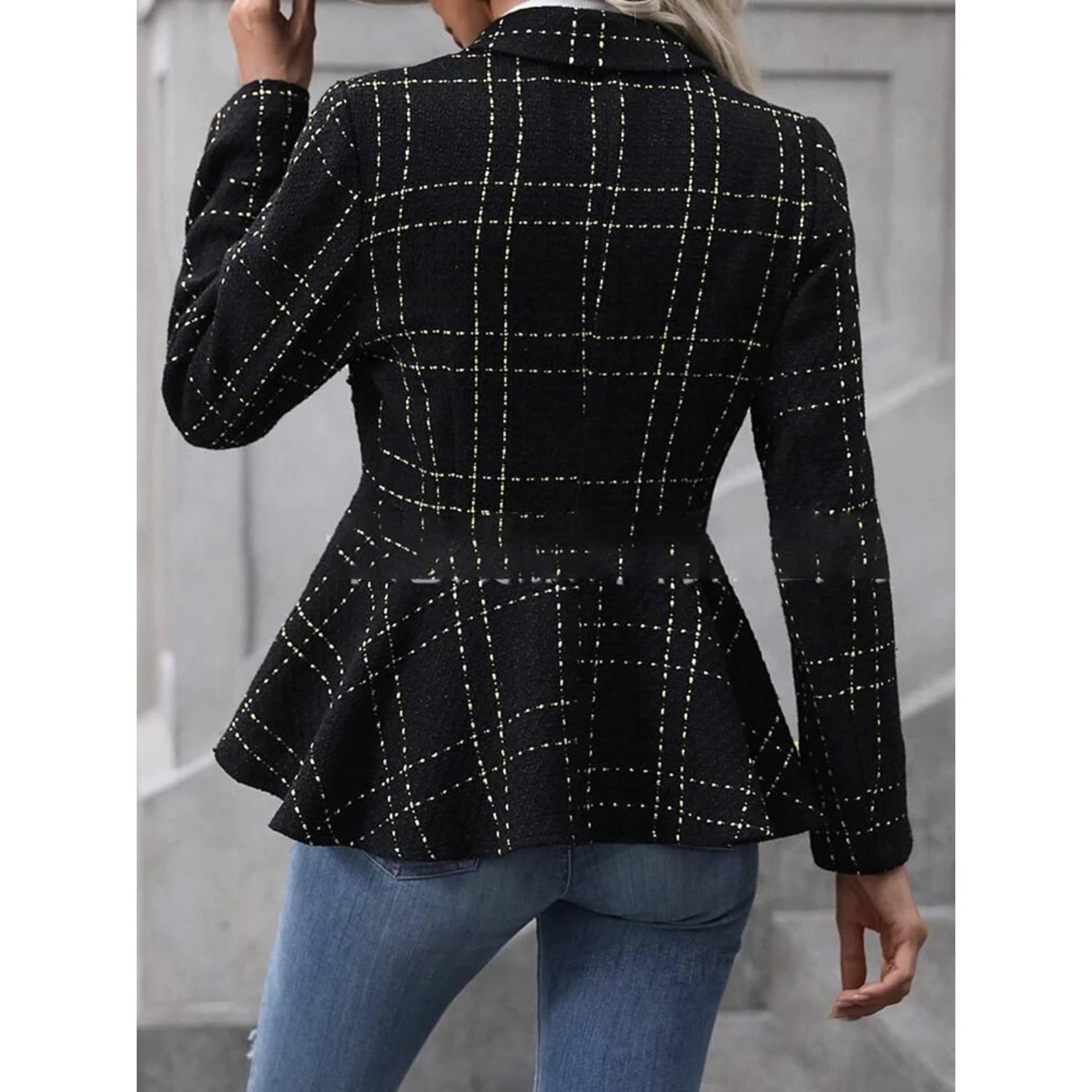 MODA sort stribet dame blazer