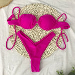 MODA Todelt bikinier med ensfarvet, skinnende push up-bh