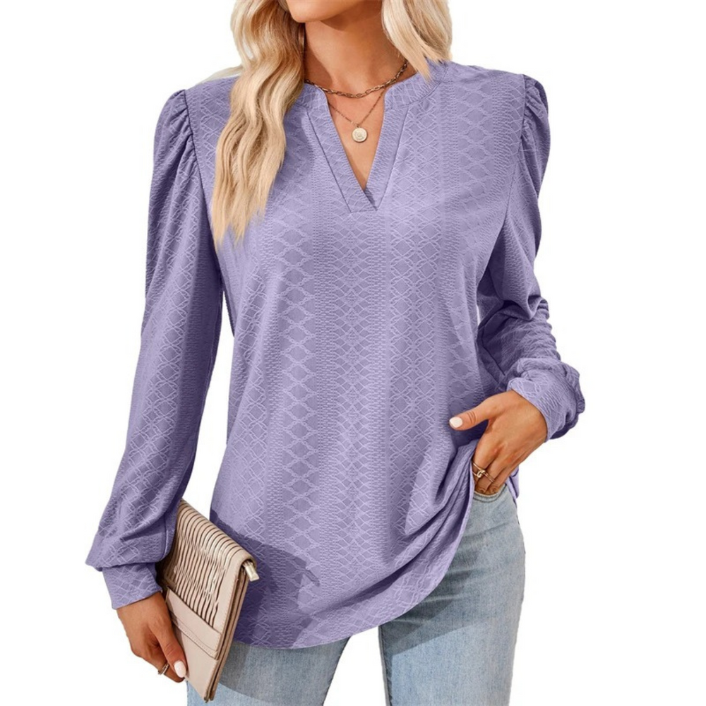 MODA Mode Broderi V-hals Lange Ærmer dame bluse