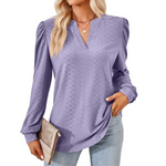 MODA Mode Broderi V-hals Lange Ærmer dame bluse