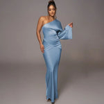 Cassandra - One Shoulder Asymmetrisk Satin Aftenkjole