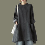 Sophia - Casual oversized tunika i trækul med lommer