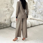 Gabriella - Elegant Printet Pyjamasæt med Piping Detalje