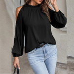 MODA elastisk enkel slank sort dame bluse