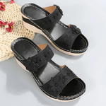 MODA dame sandaler med tyk sål og blomstermotiv