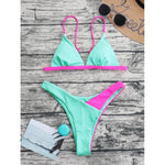 MODA Kontrastfarvet ren bomuld Bikinier uden ryg med høj talje