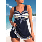 MODA blå patchwork slank letvægts tankini