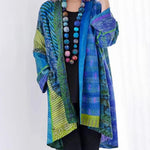 Dame Lang Kimono - Patchwork Design - Boheme Stil - Let og Luftig - Åben Front