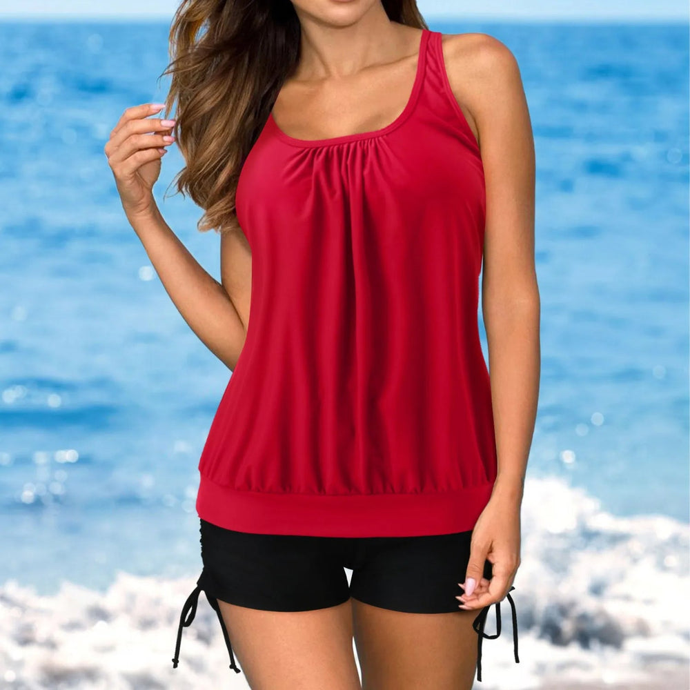 MODA sort kort komfortabel tankini med u-hals