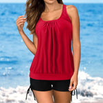 MODA sort kort komfortabel tankini med u-hals