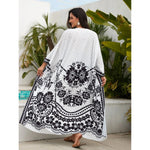 MODA hvid kimono med geometrisk print og v-hals