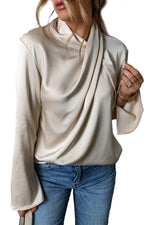 Elegant satinbluse med crossover foran til kvinder