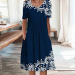 Bexley - Strandmidikjole Med Lommer I Vintageprint