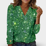 Isolde™ – Glitrende bluse med V-udskæring