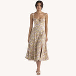 Liliana - Vintage Blomstret Midi Solskjole med Slids
