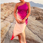 Cassandra - Gradient halter neck kjole med rygløst design