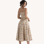 Liliana - Vintage Blomstret Midi Solskjole med Slids