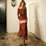 Sienna - off-the-shoulder plisseret maxikjole med teksturerede detaljer
