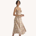 Liliana - Vintage Blomstret Midi Solskjole med Slids