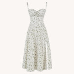 Liliana - Vintage Blomstret Midi Solskjole med Slids
