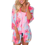 MODA blå blomsterprintet letvægts kimono