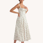 Liliana - Vintage Blomstret Midi Solskjole med Slids