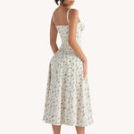 Liliana - Vintage Blomstret Midi Solskjole med Slids
