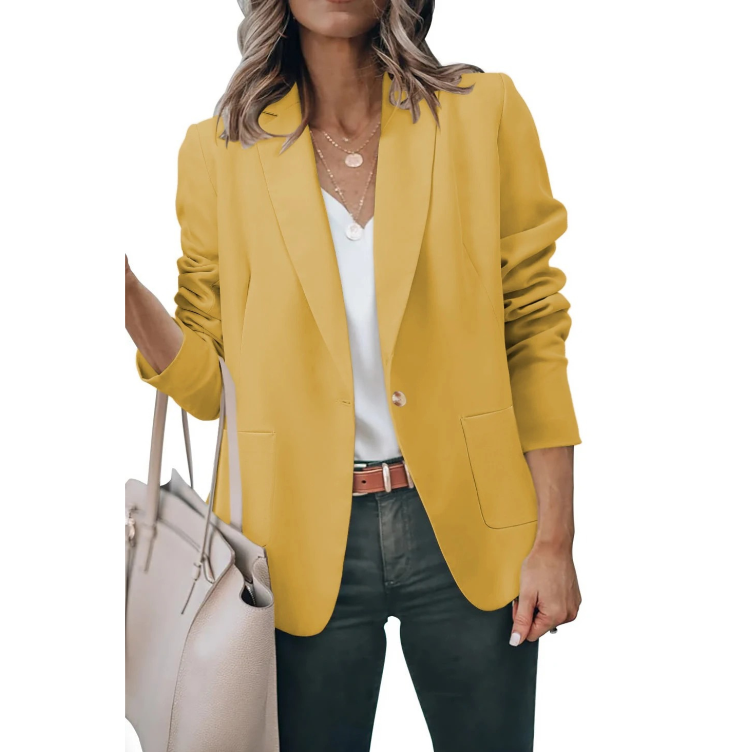 MODA Ensfarvet sort løs dame blazer med pufærmer