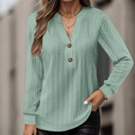 MODA sort knap v-hals foret vindtæt dame bluse