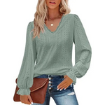 MODA grøn uld med fleece dame langærmet t shirt