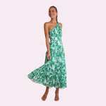 Isabella - Asymmetrisk midikjole med blomsterprint og etager