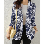 MODA Blomsterprint dame blazer, revers, lange ærmer, tynd jakke