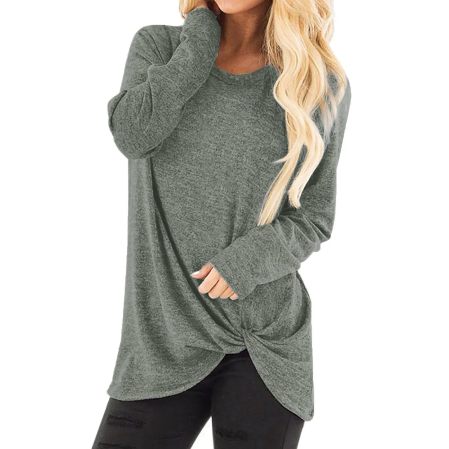 MODA brun åndbar komfortabel dame langærmet t shirt